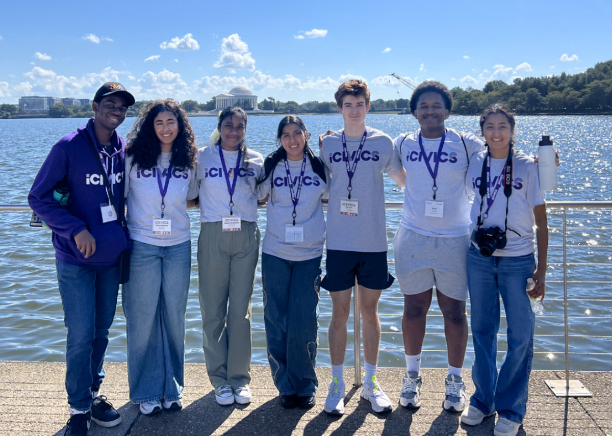 SHOWING OFF: Junior Denzel Augustin with other students from across the
country visiting the Martin Luther King Jr. Memorial Park